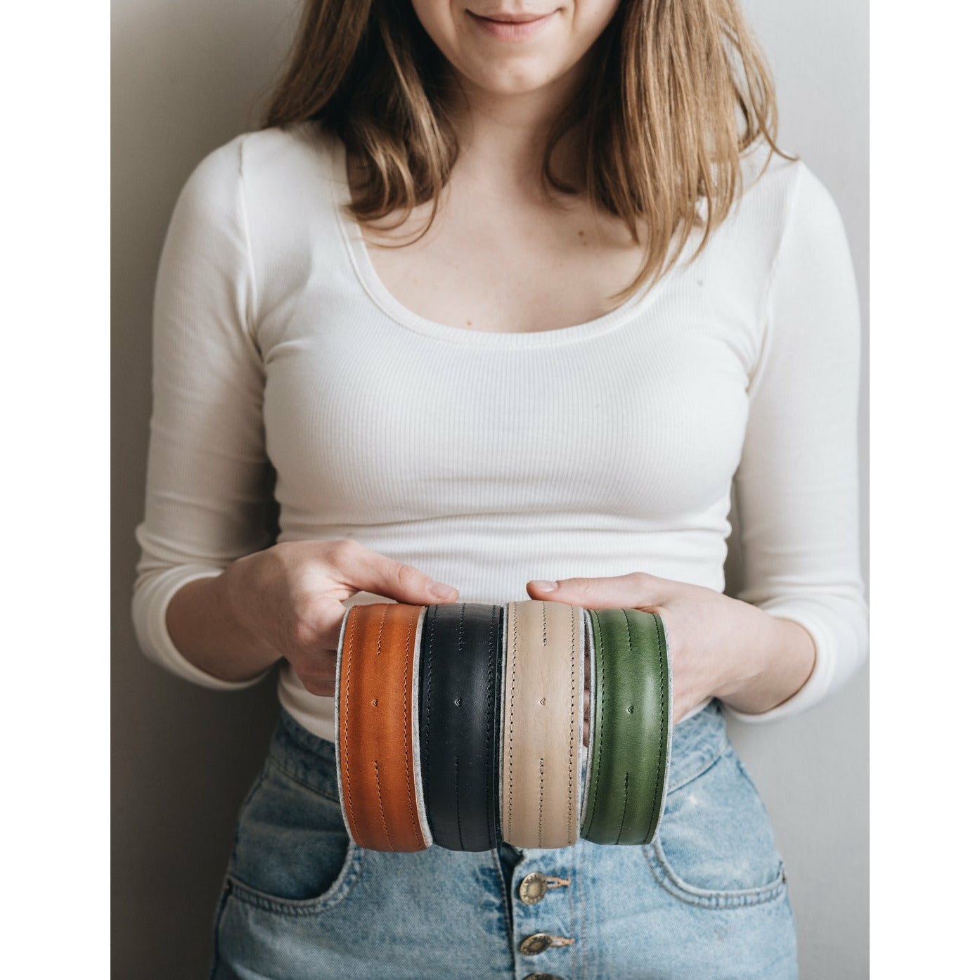 Hundehalsband Pine aus Leder und Wollfilz