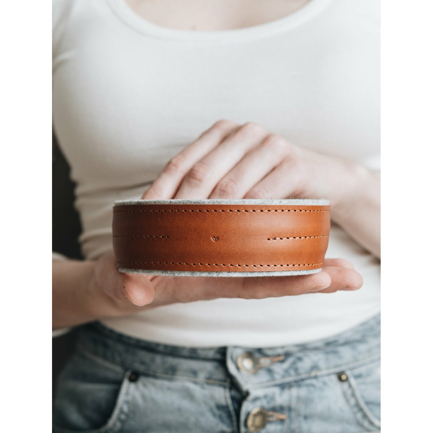 Hundehalsband Pine aus Leder und Wollfilz