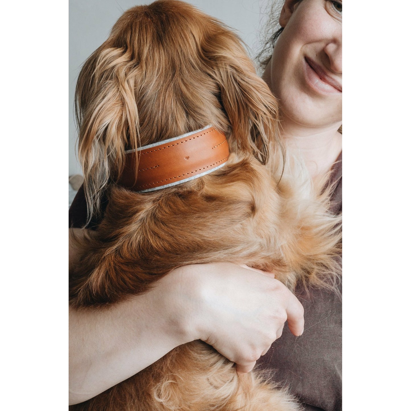 Hundehalsband Pine aus Leder und Wollfilz